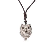 YOPI Collier avec Pendentif tête de Tigre, Arbre de Vie, Sculpture en Obsidienne, Hibou, Bijoux en Cristal Naturel(Owl/silverobsidian)