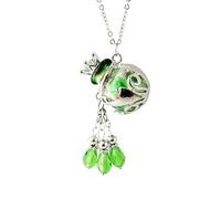 YOPI Collier d'huiles essentielles d'aromathérapie - Pendentif en Verre avec chaîne à Billes d'ambre Sable doré, diffuseur de Parfum(Green Amber)