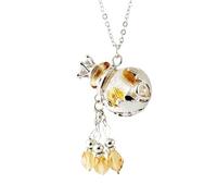YOPI Collier d'huiles essentielles d'aromathérapie - Pendentif en Verre avec chaîne à Billes d'ambre Sable doré, diffuseur de Parfum(Yellow Amber)