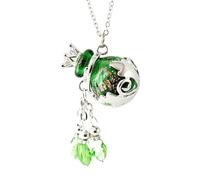 YOPI Collier d'huiles essentielles d'aromathérapie - Pendentif en Verre avec chaîne à Billes d'ambre Sable doré, diffuseur de Parfum(Green Sands)