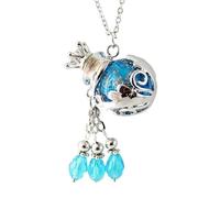 YOPI Collier d'huiles essentielles d'aromathérapie - Pendentif en Verre avec chaîne à Billes d'ambre Sable doré, diffuseur de Parfum(Light Blue Sand)
