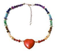 YOPI Collier pendentif amour en pierre naturelle-oeil de tigre vert, chaîne de perles de jade rouge et de fluorite