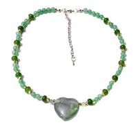 YOPI Collier pendentif amour en pierre naturelle-oeil de tigre vert, chaîne de perles de jade rouge et de fluorite
