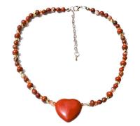 YOPI Collier pendentif amour en pierre naturelle-oeil de tigre vert, chaîne de perles de jade rouge et de fluorite