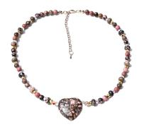 YOPI Collier pendentif amour en pierre naturelle-oeil de tigre vert, chaîne de perles de jade rouge et de fluorite