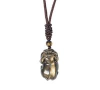 YOPI Collier Pendentif Cochon du Zodiaque en Obsidienne Noire - Charme Petit Cochon doré for l'année du Cochon