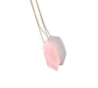YOPI Collier Pendentif Colonne à Double Pointe en Cristal Naturel-améthyste, Quartz Rose, Cristal Blanc et Bijoux en Fluorite(Pinkcrystal+goldchain)