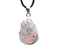 YOPI Collier pendentif cygne en forme de gouttes d'eau en cristal naturel, améthyste, oeil de tigre, Jade Dongling, Design paon en forme de larmes(PinkCrystal)