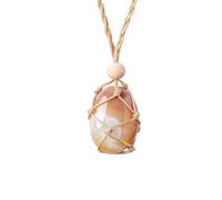 YOPI Collier Pendentif en Cristal d'améthyste Rolling Stone Fait Main - Bijoux en Corde tressée Naturelle(Cherryblossomagate)