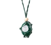 YOPI Collier Pendentif en Cristal d'améthyste Rolling Stone Fait Main - Bijoux en Corde tressée Naturelle(Greenagate)