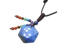 YOPI Collier Pendentif étoile à Six Branches en Cristal avec Sept Perles en Pierre - Bijoux en Corde Faits Main for la guérison spirituelle et la Mode(Lapislazuli)