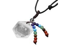 YOPI Collier Pendentif étoile à Six Branches en Cristal avec Sept Perles en Pierre - Bijoux en Corde Faits Main for la guérison spirituelle et la Mode(Whitecrystal)