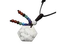 YOPI Collier Pendentif étoile à Six Branches en Cristal avec Sept Perles en Pierre - Bijoux en Corde Faits Main for la guérison spirituelle et la Mode(Whiteturquoise)
