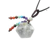 YOPI Collier Pendentif étoile à Six Branches en Cristal avec Sept Perles en Pierre - Bijoux en Corde Faits Main for la guérison spirituelle et la Mode(Flashstone)