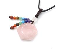 YOPI Collier Pendentif étoile à Six Branches en Cristal avec Sept Perles en Pierre - Bijoux en Corde Faits Main for la guérison spirituelle et la Mode(Pinkcrystal)