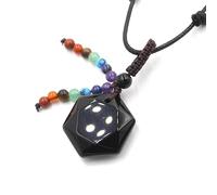 YOPI Collier Pendentif étoile à Six Branches en Cristal avec Sept Perles en Pierre - Bijoux en Corde Faits Main for la guérison spirituelle et la Mode(Obsidian)