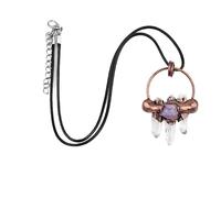 YOPI Collier Vintage en Cristal Blanc avec Trois piliers de Cristal, Bijoux en améthyste incrustés de Pierre Brute for Accessoires de Bricolage