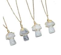 YOPI Lot de 4 pendentifs en Cristal Naturel, Petits Champignons en Soie, 20 mm, for la Fabrication de Bijoux DIY(WhiteCrystal)