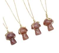 YOPI Lot de 4 pendentifs en Cristal Naturel, Petits Champignons en Soie, 20 mm, for la Fabrication de Bijoux DIY(StrawberryCrystal)