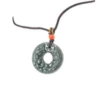 YOPI Pendentif à Double Boucle en Jade hétien Naturel et Saphir - Boucle de sécurité réactive for Charme Pixiu