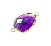 YOPI Pendentif à facettes en améthyste quartz rose naturel, goutte d'eau, double pendentif œil de tigre à bord doré, accessoires de bijouterie à faire soi-même(Amethyst2)