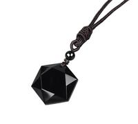 YOPI Pendentif Collier Abeille Obsidienne - Design Unique d'insecte avec Charme étoile à Six Branches for Les Amoureux de la Nature(Sixpointedstar)