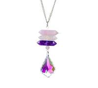 YOPI Pendentif Colonne à Double Pointe en Agate de Cristal Naturel, Attrape-Soleil for la décoration de la Maison et l'énergie de guérison(Pink)