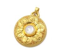 YOPI Pendentif en Coquillage Blanc avec Perles de Lotus et Mantras à Six caractères - Bijou Spirituel for la Pleine Conscience et la méditation(Whiteshellfish)