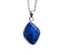 YOPI Pendentif en cristal semi-précieux naturel - Améthyste, Quartz rose, Oeil de tigre, Lapis Lazuli et Labradorite, Conception unique de goutte d'eau en losange(Lapislazuli)