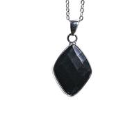 YOPI Pendentif en cristal semi-précieux naturel - Améthyste, Quartz rose, Oeil de tigre, Lapis Lazuli et Labradorite, Conception unique de goutte d'eau en losange(Obsidian)