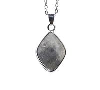 YOPI Pendentif en cristal semi-précieux naturel - Améthyste, Quartz rose, Oeil de tigre, Lapis Lazuli et Labradorite, Conception unique de goutte d'eau en losange(Labradorite)