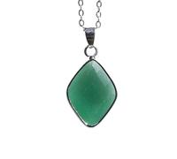 YOPI Pendentif en cristal semi-précieux naturel - Améthyste, Quartz rose, Oeil de tigre, Lapis Lazuli et Labradorite, Conception unique de goutte d'eau en losange(Greenaventurine)