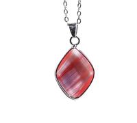 YOPI Pendentif en cristal semi-précieux naturel - Améthyste, Quartz rose, Oeil de tigre, Lapis Lazuli et Labradorite, Conception unique de goutte d'eau en losange(Syntheticwatermelonred)