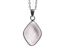 YOPI Pendentif en cristal semi-précieux naturel - Améthyste, Quartz rose, Oeil de tigre, Lapis Lazuli et Labradorite, Conception unique de goutte d'eau en losange(Pinkcrystal)