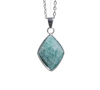 YOPI Pendentif en cristal semi-précieux naturel - Améthyste, Quartz rose, Oeil de tigre, Lapis Lazuli et Labradorite, Conception unique de goutte d'eau en losange(Amazonite)