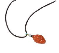 YOPI Pendentif Renard à Neuf queues en Agate Naturelle et calcédoine - Collier Renard de Jade Multicolore en Vert, Jaune, Blanc et Rouge