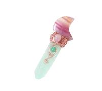 YOPI Pilier Hexagonal en Cristal de Fluorite Naturelle - Sceptre Baguette Magique en Forme de cœur et de Lune for la guérison et la méditation(Moonmodel)