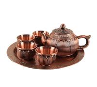 YOPI Service à thé Kung Fu chinois Lotus Vintage - Théière élégante, tasses et plateau for la cérémonie traditionnelle du thé(Redcopper)