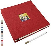 Yopih Album Photo Adhésif 40 Pages Couverture en Lin Scrapbook 28 X 27 cm Album DIY Surdimensionné Préservation Bébé Croissance Mariage Voyage Famille Cadeau