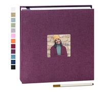 Yopih Album Photo Adhésif 40 Pages Couverture en Lin Scrapbook 28 X 27 cm Album DIY Surdimensionné Préservation Bébé Croissance Mariage Voyage Famille Cadeau