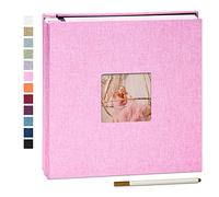 Yopih Album Photo Adhésif 40 Pages Couverture en Lin Scrapbook 28 X 27 cm Album DIY Surdimensionné Préservation Bébé Croissance Mariage Voyage Famille Cadeau