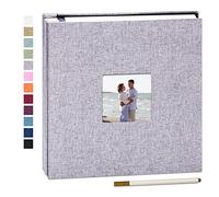 Yopih Album Photo Adhésif 40 Pages Couverture en Lin Scrapbook 33 X 32 cm Album DIY Surdimensionné Préservation Bébé Croissance Mariage Voyage Famille Cadeau