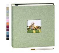 Yopih Album Photo Adhésif 40 Pages Couverture en Lin Scrapbook 33 X 32 cm Album DIY Surdimensionné Préservation Bébé Croissance Mariage Voyage Famille Cadeau