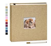 Yopih Album Photo Adhésif 40 Pages Couverture en Lin Scrapbook 33 X 32 cm Album DIY Surdimensionné Préservation Bébé Croissance Mariage Voyage Famille Cadeau