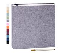 Yopih Album Photo Adhésif Couverture en Lin Scrapbook 33 X 32 cm Album DIY Surdimensionné Préservation Bébé Croissance Mariage Voyage Famille Cadeau