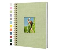 Yopih Album Photo Scrapbooking Couverture en Lin 28x20,5 cm, Pages Blanches en Papier Kraft Rigide pour Mariage Voyage Baby Shower, 40 Feuilles/80 Pages, Vert Gazon