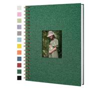 Yopih Album Photo Scrapbooking Couverture en Lin 28x20,5 cm, Pages Blanches en Papier Kraft Rigide pour Mariage Voyage Baby Shower, 20 Feuilles/40 Pages, Vert Foncé