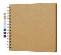 Yopih Album Photo Scrapbooking DIY 20,5x20,5 cm Papier Kraft Rigide avec 20 Feuilles (40 Pages) Livre de Souvenirs Photographiques pour Familles Mariages Anniversaire Bébé Voyage, Marron