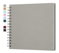 Yopih Album Photo Scrapbooking DIY 20,5x20,5 cm Papier Kraft Rigide avec 20 Feuilles, Livre de Souvenirs Photographiques pour Familles et Mariages, Gris clair