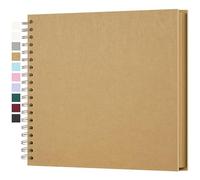 Yopih Album Photo Scrapbooking DIY 25,5x25,5 cm Papier Kraft Rigide avec 50 Feuilles (100 Pages) Livre de Souvenirs Photographiques pour Familles Mariages Anniversaire Bébé Voyage, Marron
